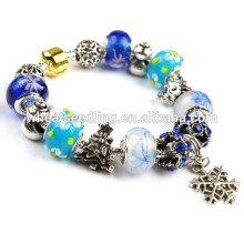 Europea de moda murano estilo pulsera de cuentas de cristal con pulsera eiffel torre de encanto